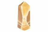 Polished Banded Honey Calcite Obelisk - Pakistan #266920-1